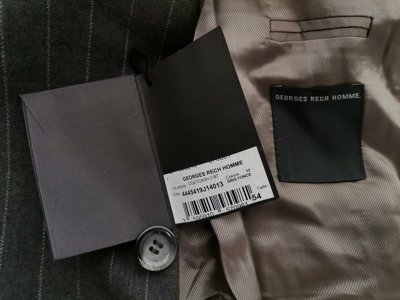 GEORGES RECH Size 54 Color Szary Pasy Męska Marynarka Długi rękaw Fabric Wełna