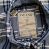 Guess Size L Color Granatowy Krata Kołnierz Męska Koszula Casual Krótki rękaw Fabric Bawełna 100%