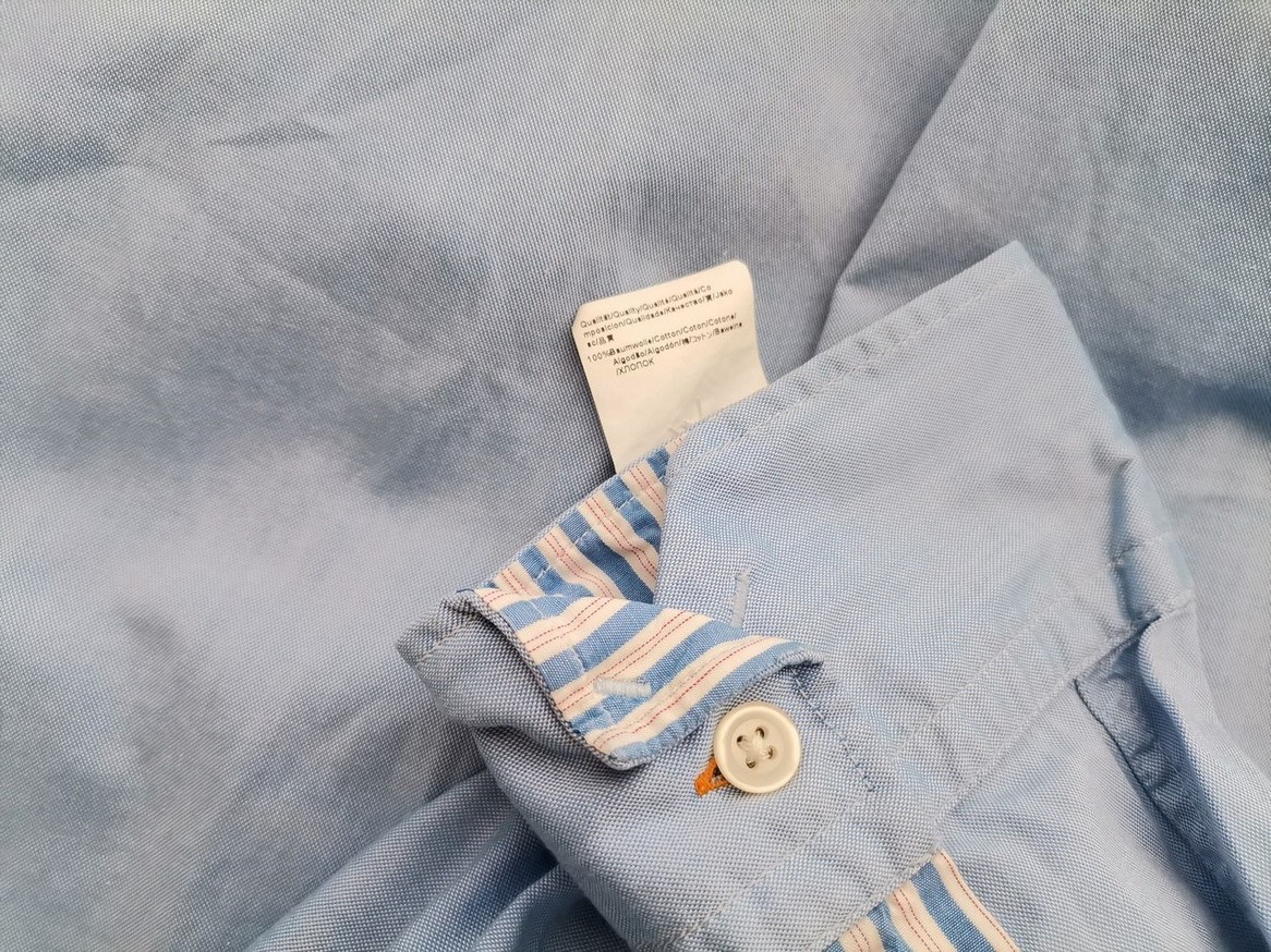 Hugo Boss Orange Size XL Color Niebieski Kołnierz Męska Koszula Elegancka Długi rękaw Fabric Bawełna 100%