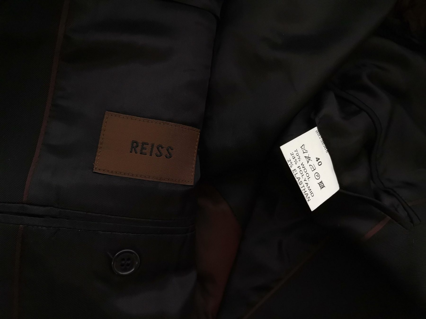 Reiss Size 40 Color Czarny Męska Marynarka Długi rękaw Fabric Wełna