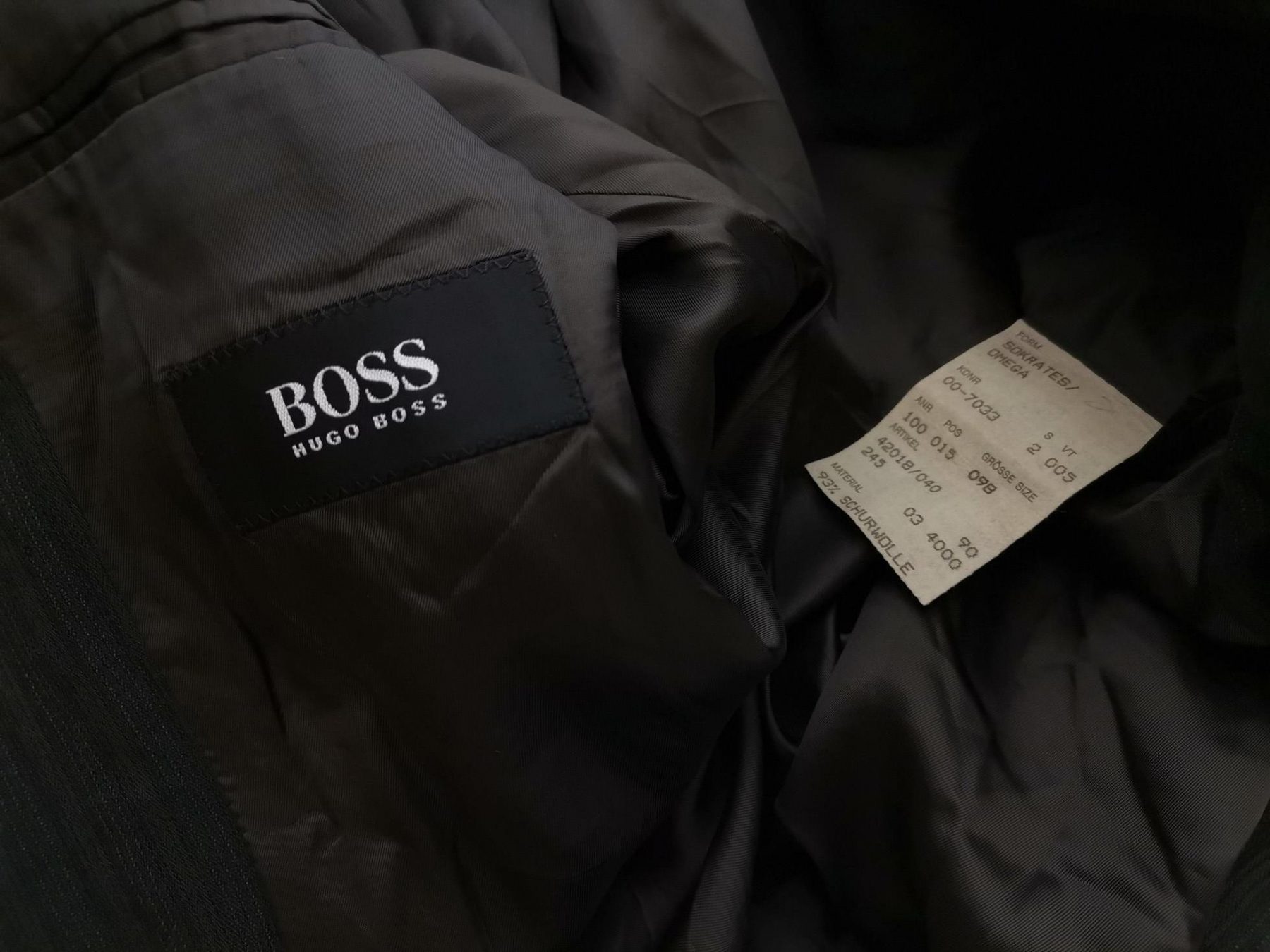 Hugo Boss Size 98 (L) Color Khaki Męska Marynarka Długi rękaw Fabric Schurwolle