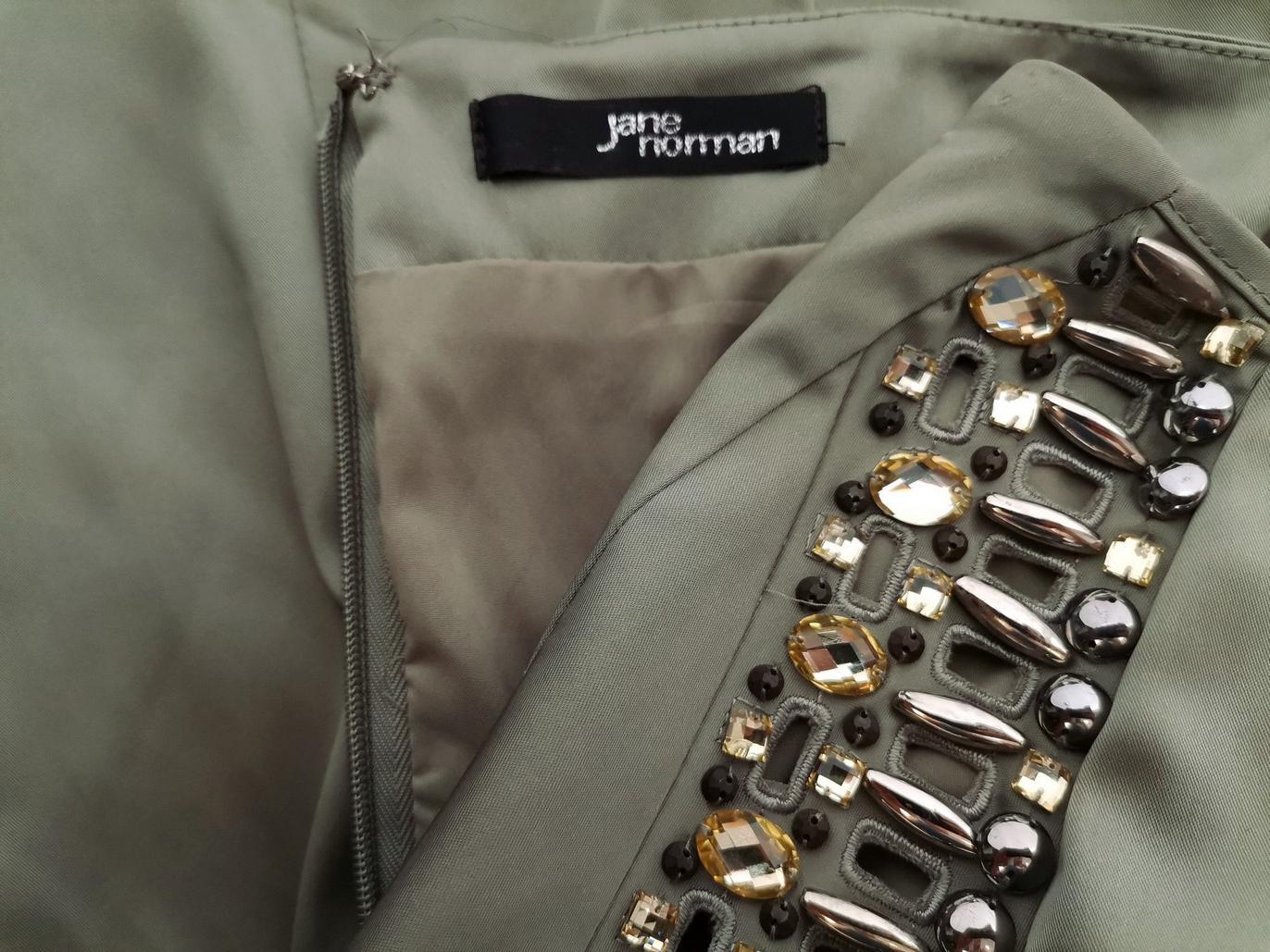 Jane norman Size 6 (34) Color Khaki Kwadratowy dekolt Sukienka Bodycon Bezrękawnik Krótka