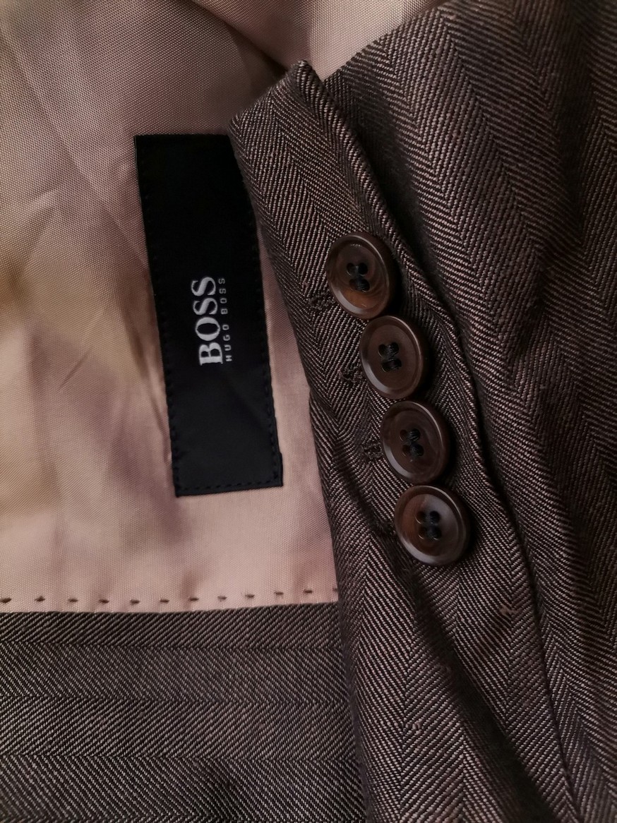 Hugo Boss Size 110 (L) Color Brązowy Męska Marynarka Długi rękaw Fabric Wełna