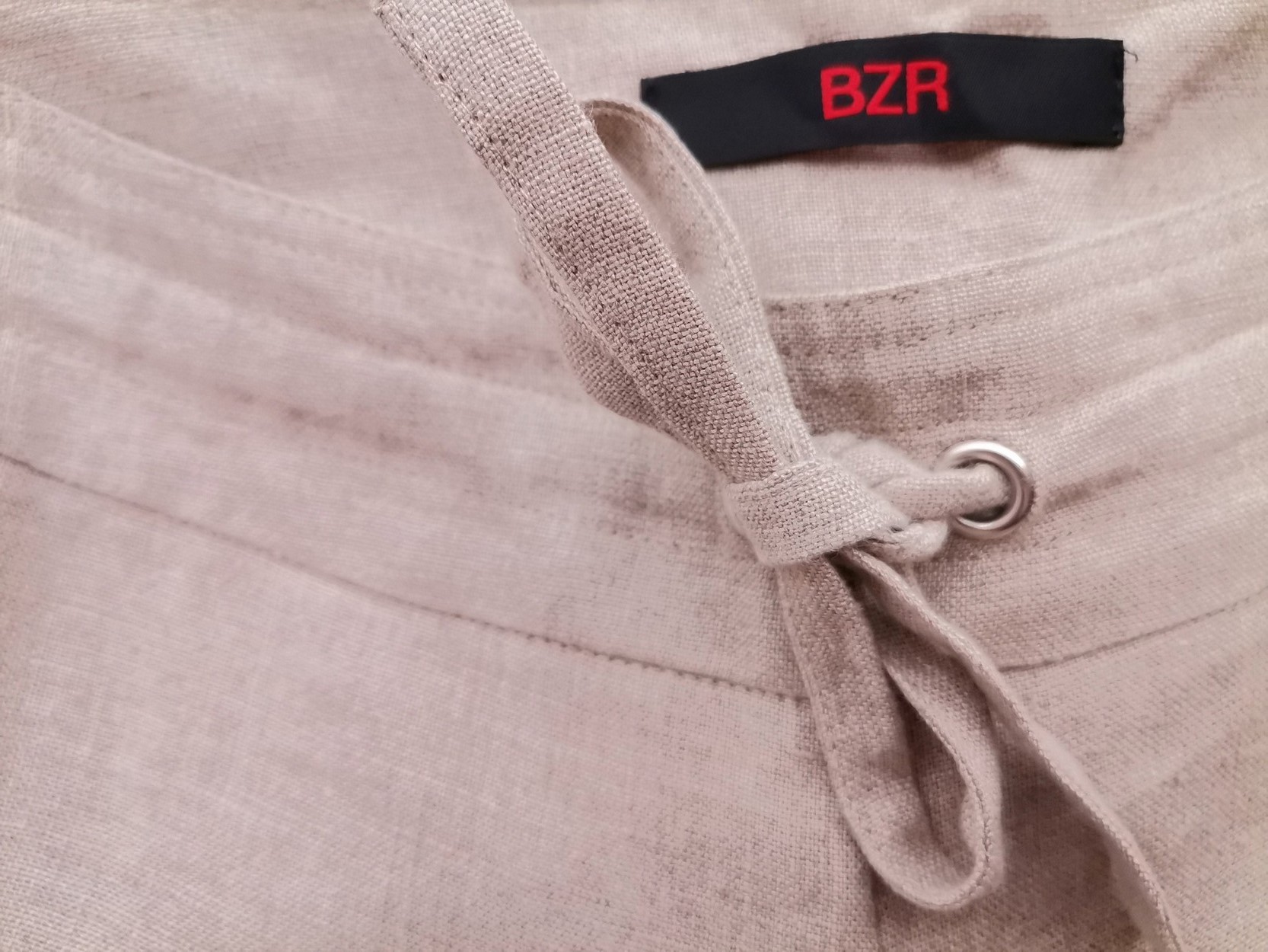 BZR Size 42 Color Beżowy Spodnie Casual Fabric Len 100%