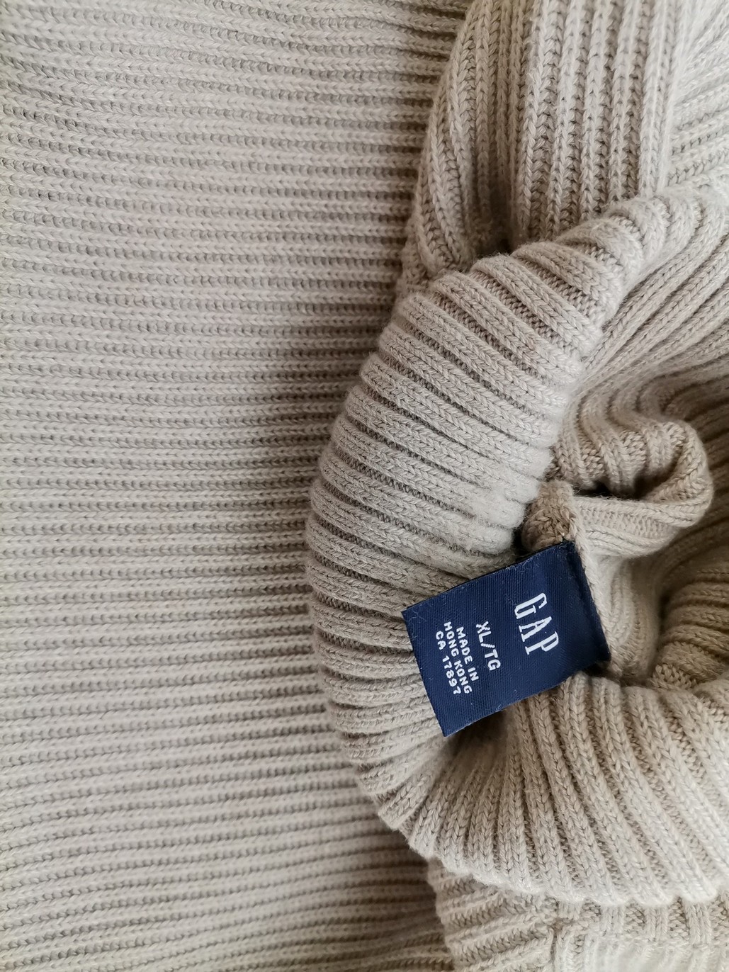 Gap Size XL Color Beżowy Męski Sweter Długi rękaw Fabric Bawełna 100%