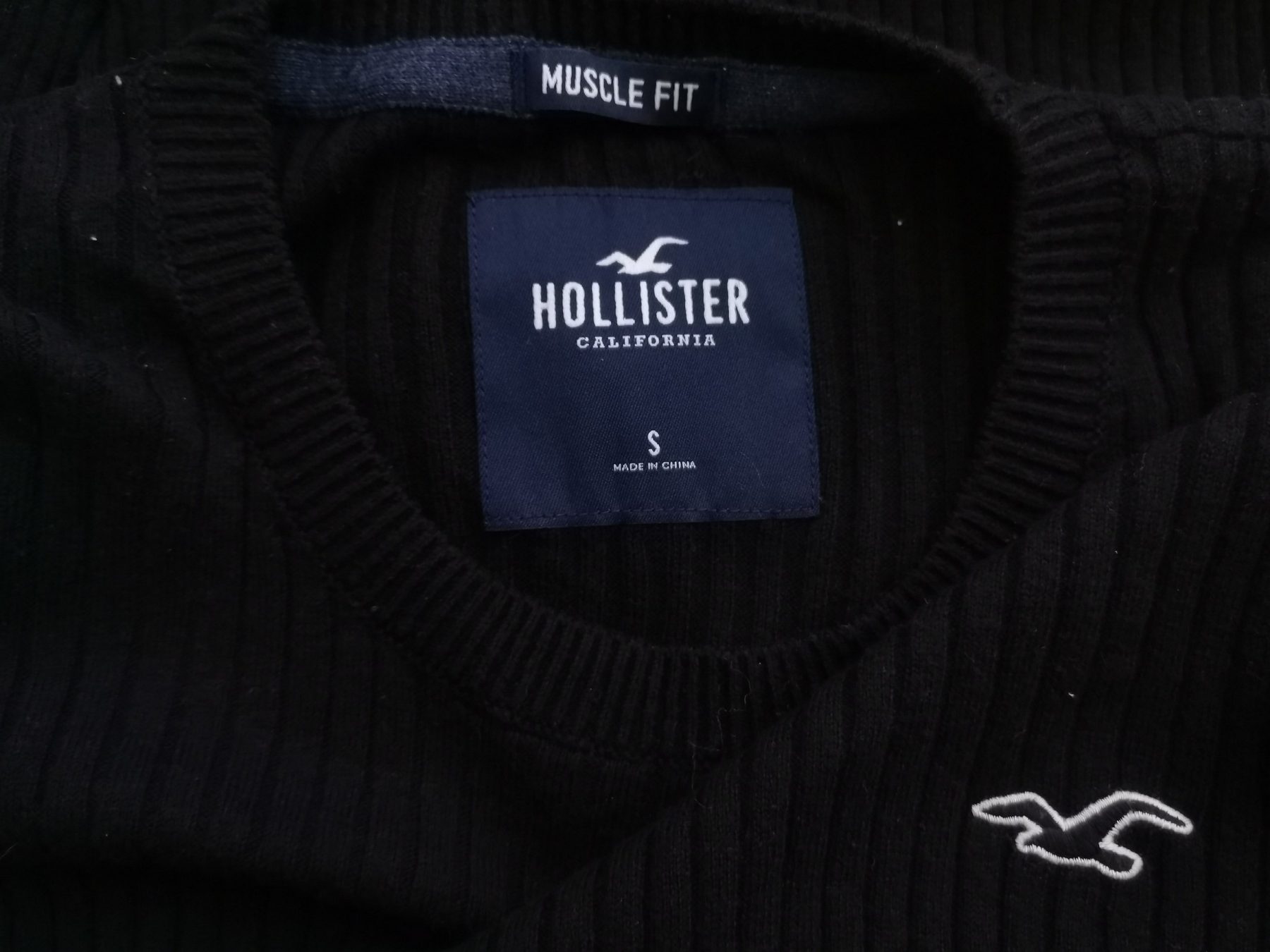 Hollister Size S Color Czarny Męski Sweter Długi rękaw Fabric Bawełna