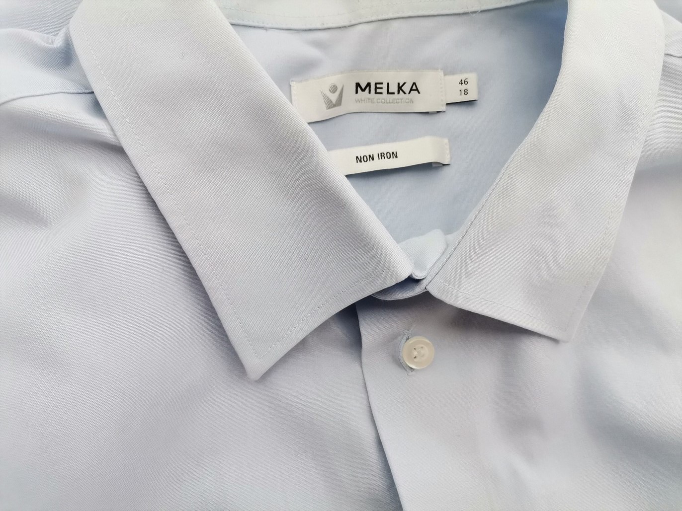 Melka Size 18 (46) Color Niebieski Kołnierz Męska Koszula Elegancka Długi rękaw Fabric Bawełna 100%