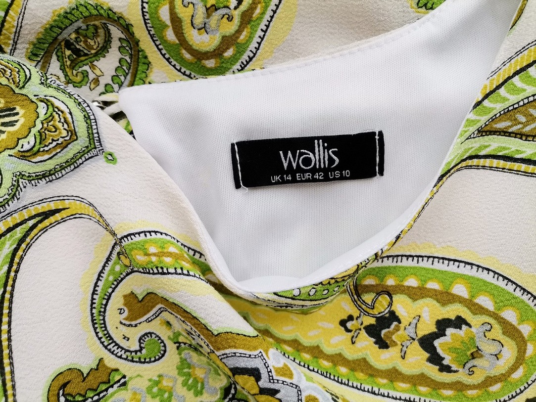 Wallis Size 14 (42) Color Limonkowa Zieleń Okrągły dekolt Sukienka Prosta Bezrękawnik Do Kolan Fabric Wiskoza 100%