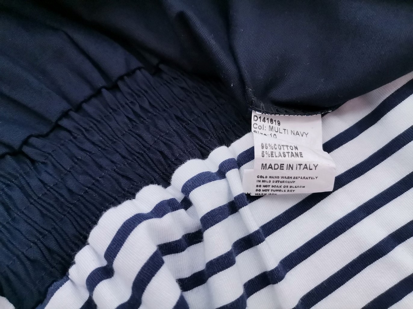 STELLA MORGAN Size 10 (38) Color Granatowy Pasy Okrągły dekolt Sukienka Trapezowa Bezrękawnik Do Kolan Fabric Bawełna