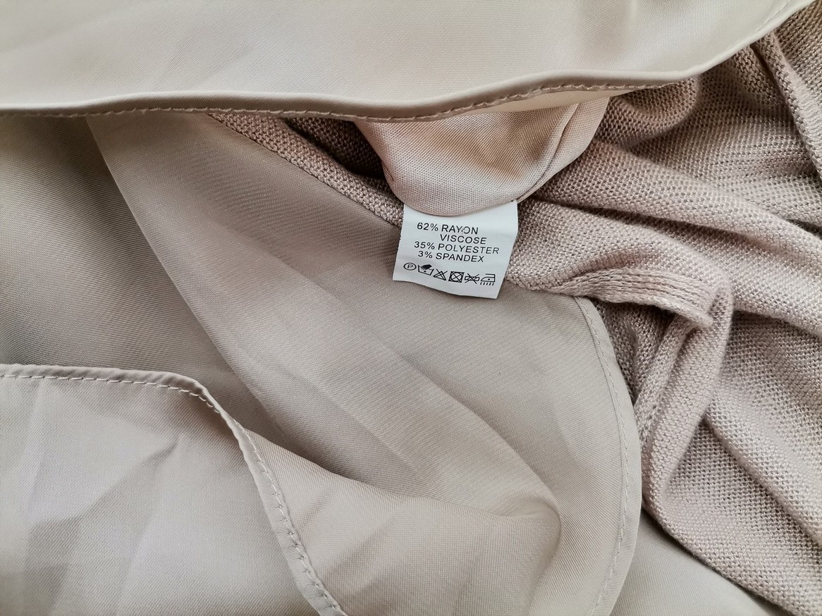 Fran Jane Size S Color Beżowy Okrągły dekolt Sukienka Maxi Długi rękaw Długa Fabric Rayon