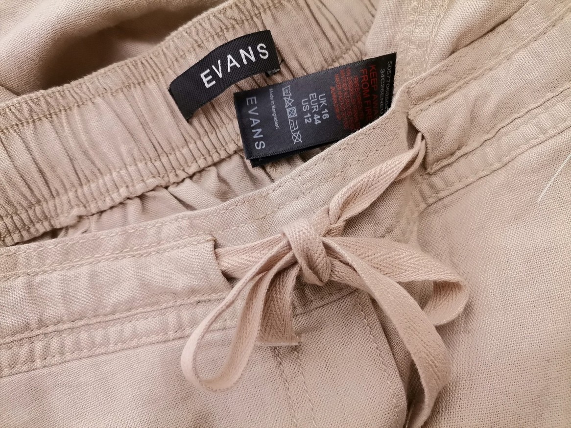 Evans Size 16 (44) Color Beżowy Spodnie Casual Fabric Len