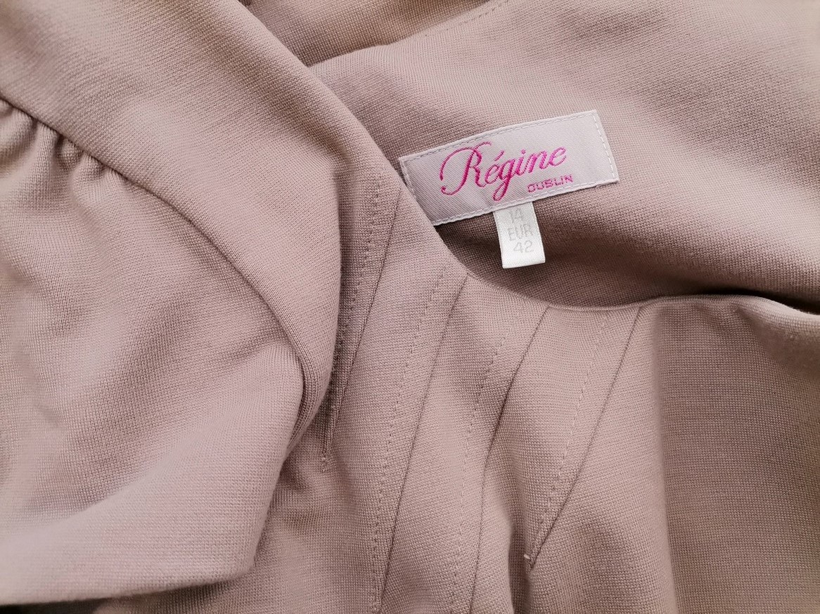 Regine Size 14 (42) Color Beżowy Kwadratowy dekolt Sukienka Ołówkowa Krótki rękaw Midi Fabric Wiskoza