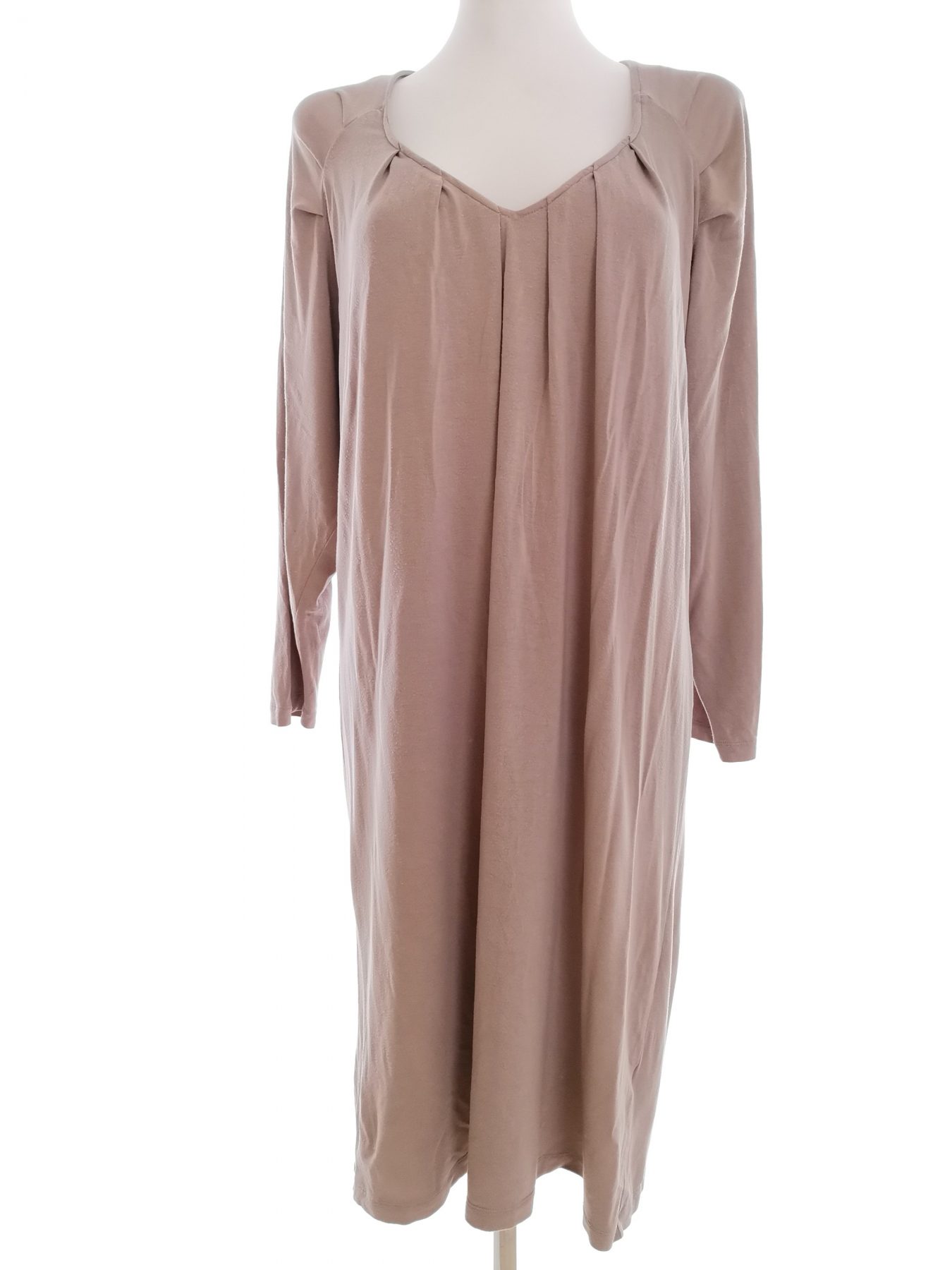 Day Birger Et Mikkelsen Size XL Color Szary W serek Sukienka Trapezowa Rękaw 3/4 Midi Fabric Modal