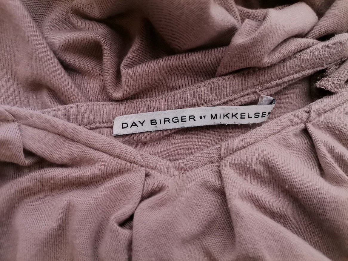 Day Birger Et Mikkelsen Size XL Color Szary W serek Sukienka Trapezowa Rękaw 3/4 Midi Fabric Modal