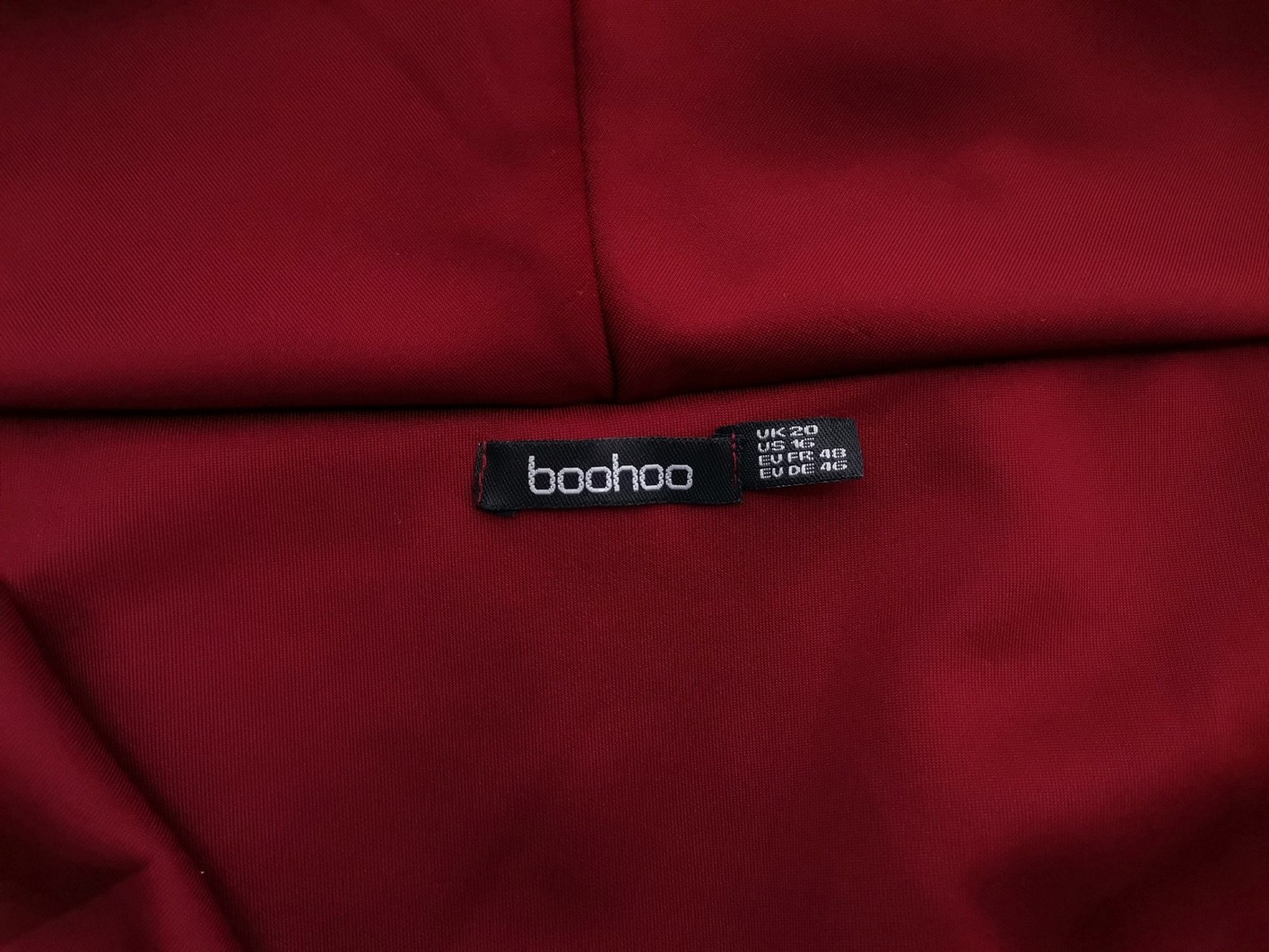 Boohoo Size 20 (46) Color Bordowy Drapowany dekolt Suknia Balowa Sukienka Wieczorowa Bezrękawnik Długa