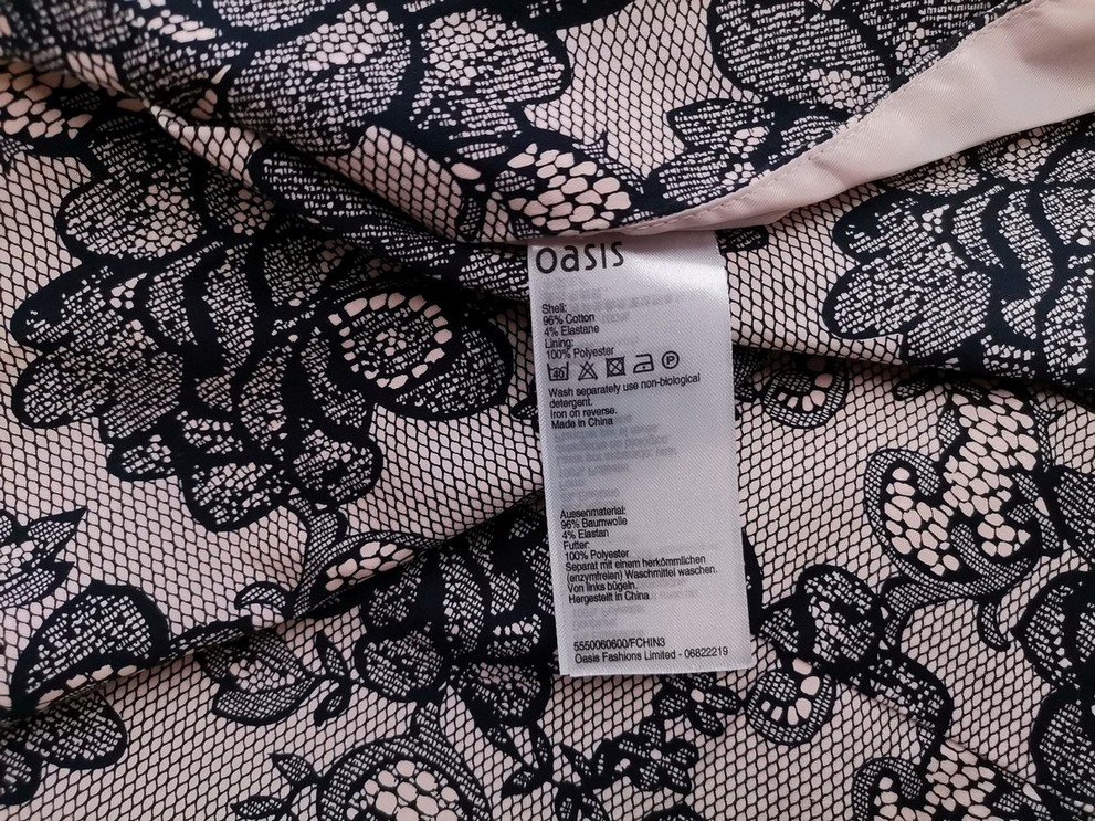 Oasis Size 8 (34) Color Beżowy Kwadratowy dekolt Sukienka Elegancka Bezrękawnik Do Kolan Fabric Bawełna