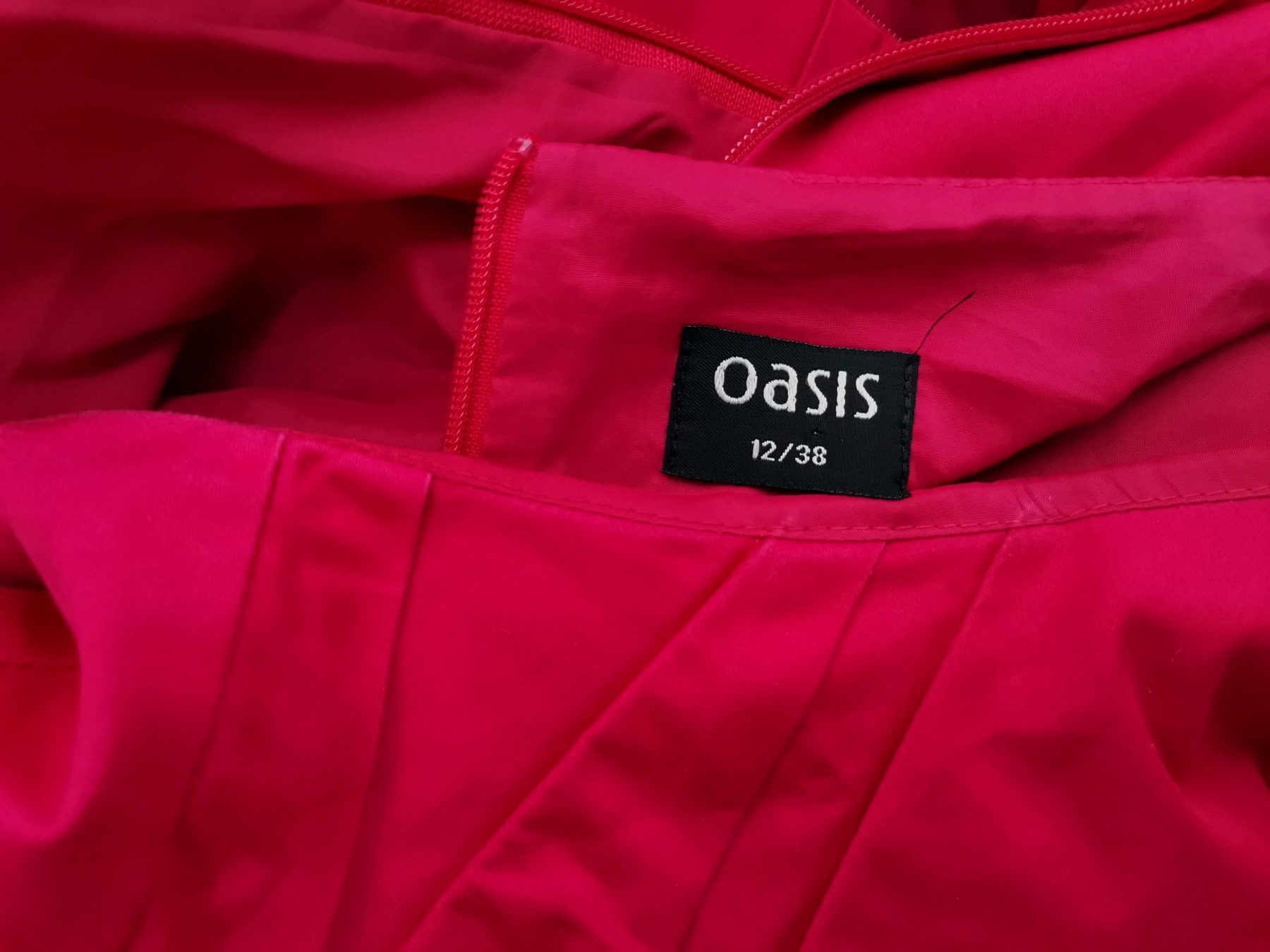 Oasis Size 12 (38) Color Fuksja Okrągły dekolt Sukienka Ołówkowa Krótki rękaw Do Kolan Fabric Bawełna