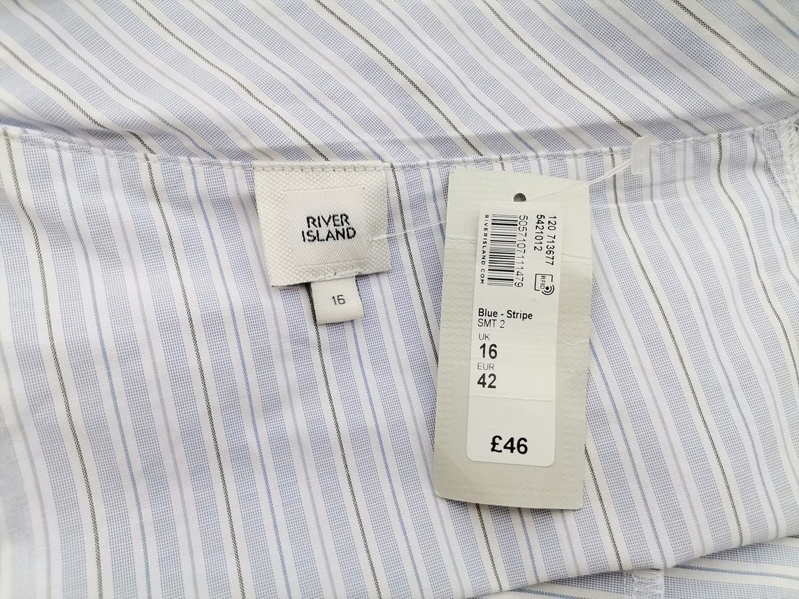 River island Size 16 (42) Color Niebieski Pasy Kombinezon Spodnium Rękaw 3/4 Fabric Bawełna