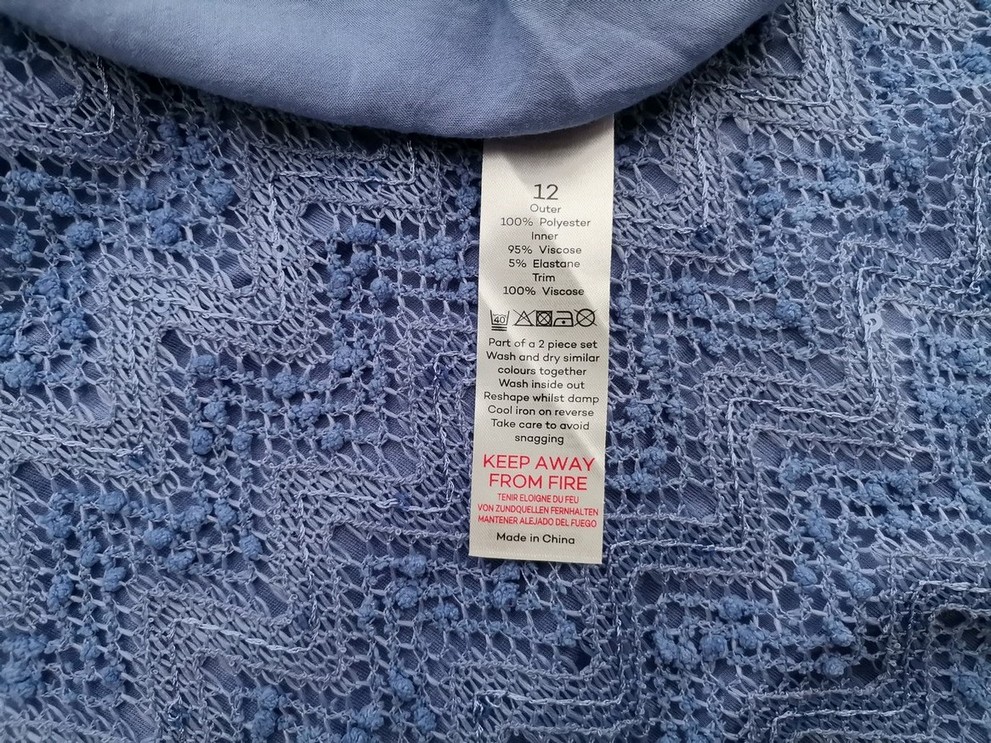 BONMARCHE Size 12 (40) Color Niebieski Jodełka Okrągły dekolt Tunika Bluzka Dzianina Rękaw 3/4