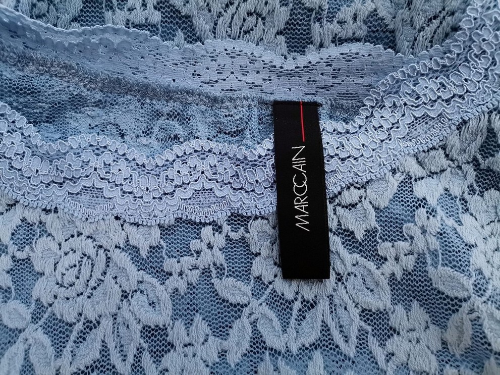 Marc Cain Size 6 (34) Color Niebieski Okrągły dekolt Bluzka Bezrękawnik Fabric Bawełna