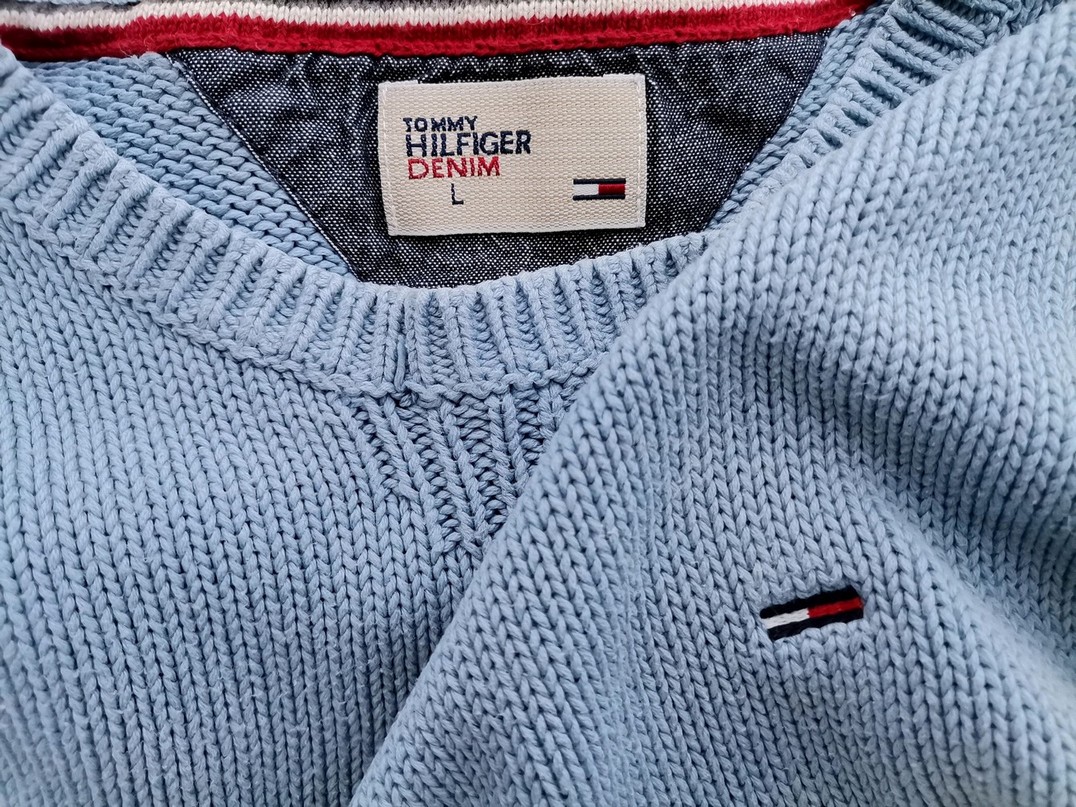 TOMMY HILFIGER DENIM Size L Color Niebieski Męski Sweter Długi rękaw Fabric Bawełna 100%