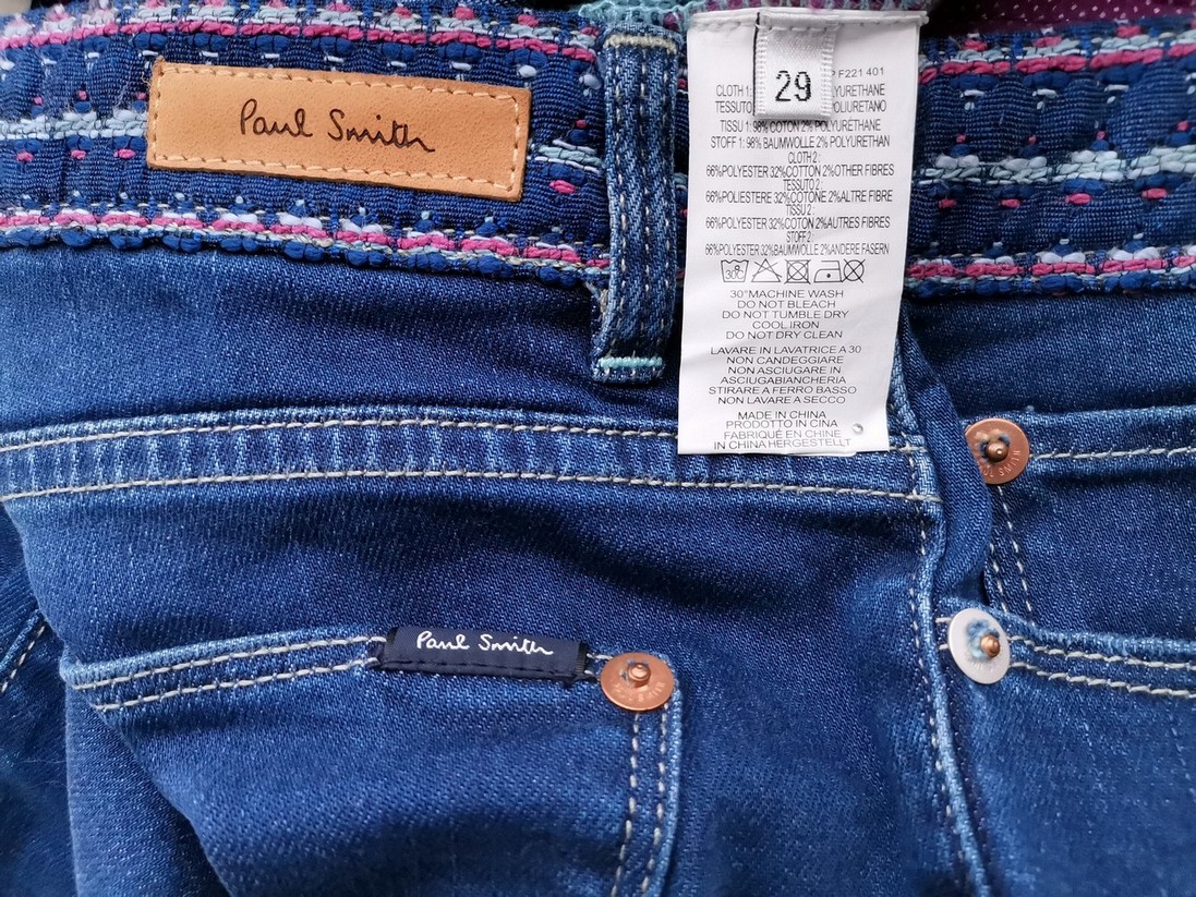 Paul Smith Size 29 Color Granatowy Spodnie Jeansy Fabric Bawełna