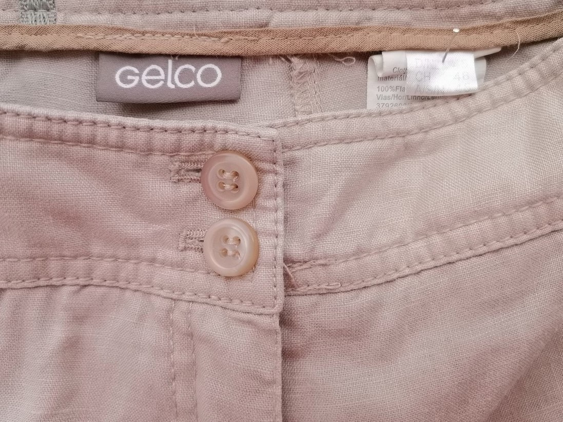 Gelco Size 48 Color Beżowy Spodnie Casual Fabric Len 100%