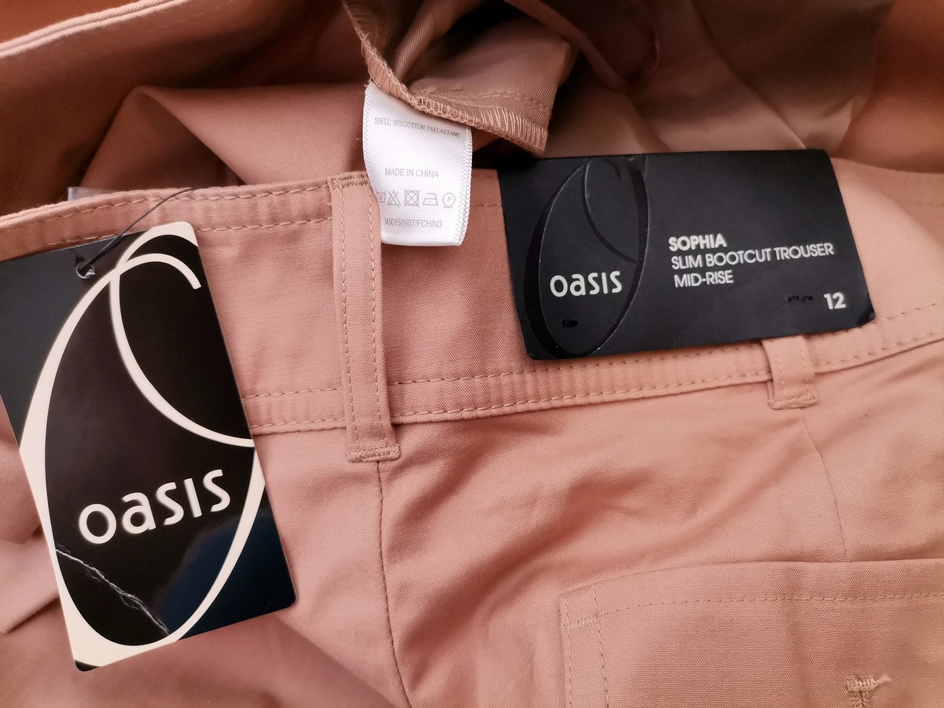 Oasis Size 12 (38) Color Beżowy Spodnie Eleganckie Fabric Bawełna