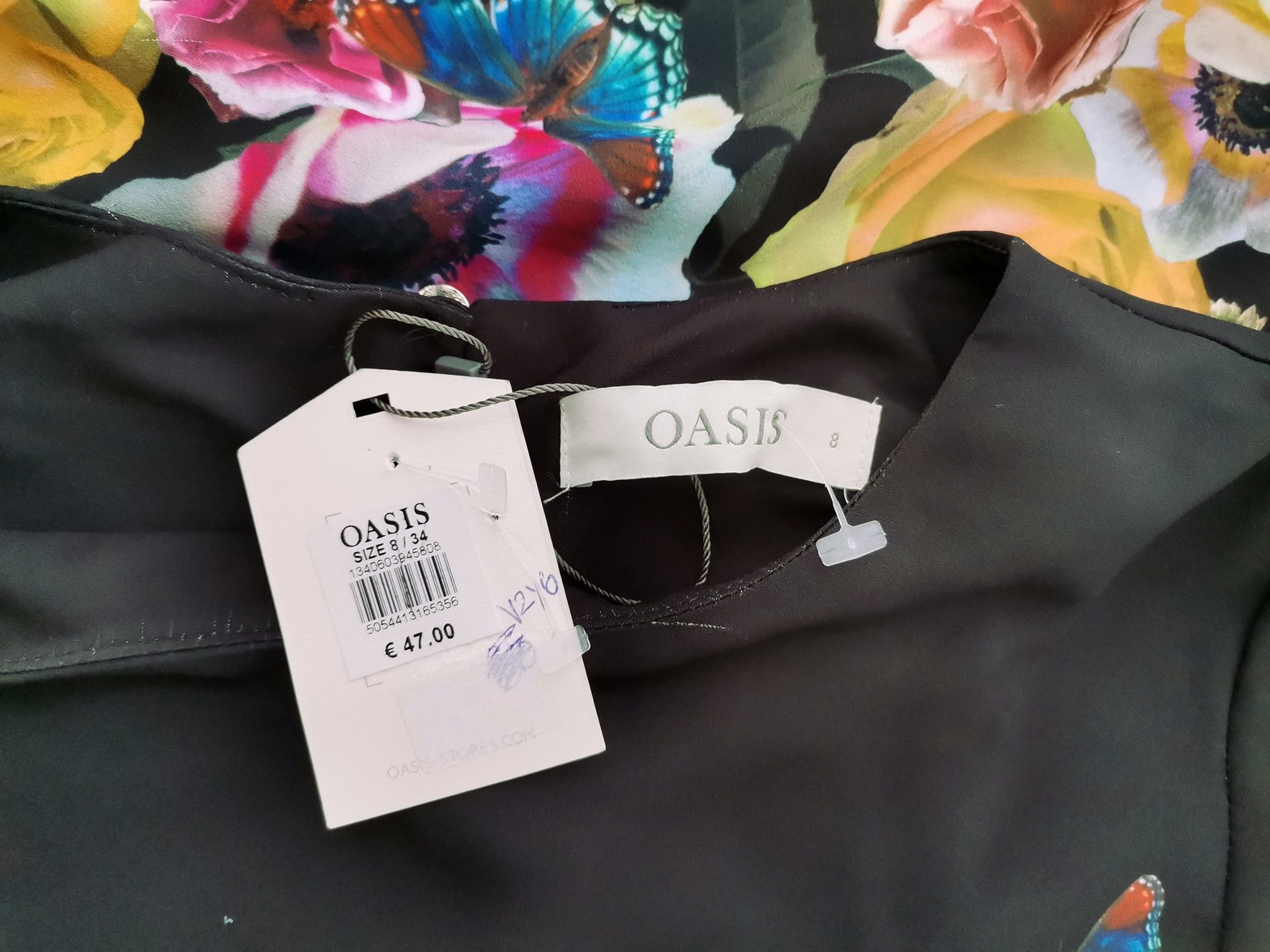 Oasis Size 8 (36) Color Szmaragdowy Crew Neck Bluzka Długi rękaw