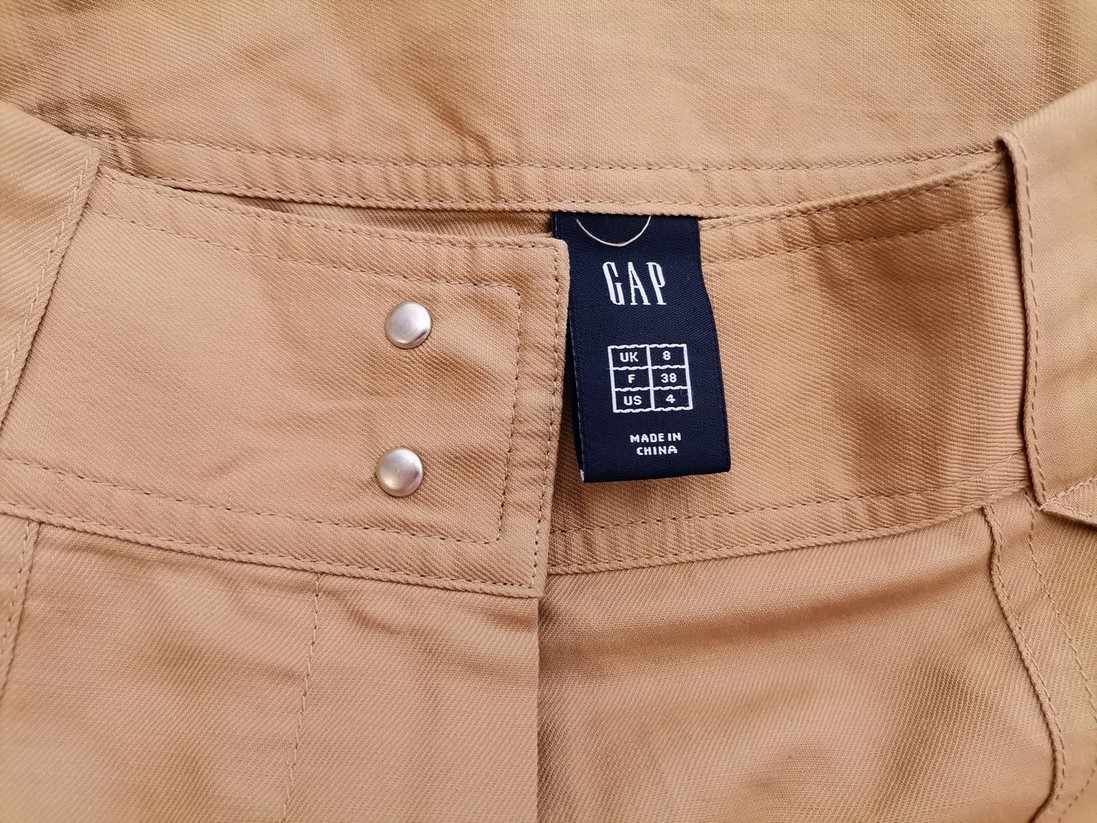 Gap Size 8 (36) Color Beżowy Spódnica Prosta i Ołówkowa Do Kolan Fabric Len