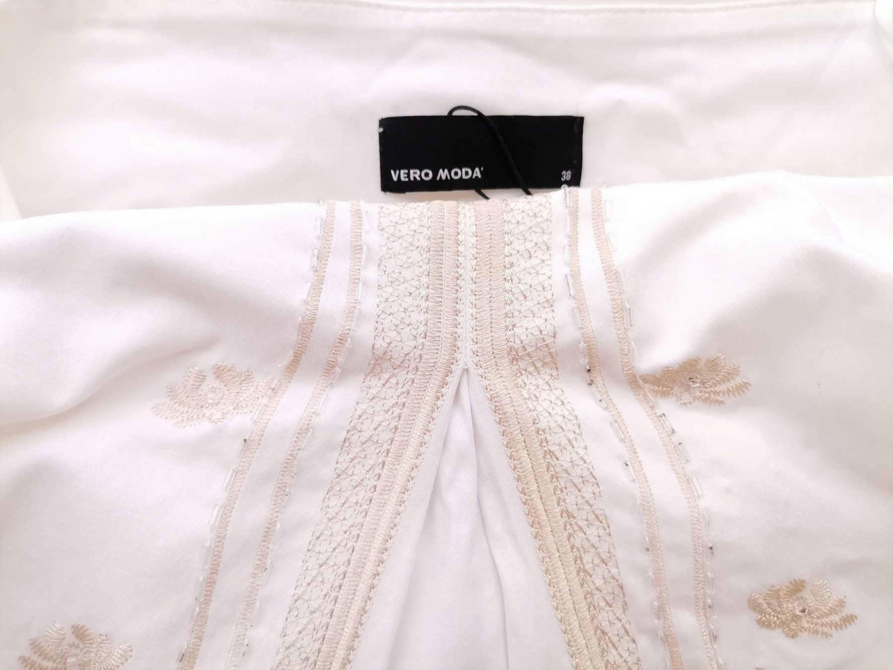 Vero moda Size 38 Color Biały Spódnica Trapezowa Midi Fabric Bawełna