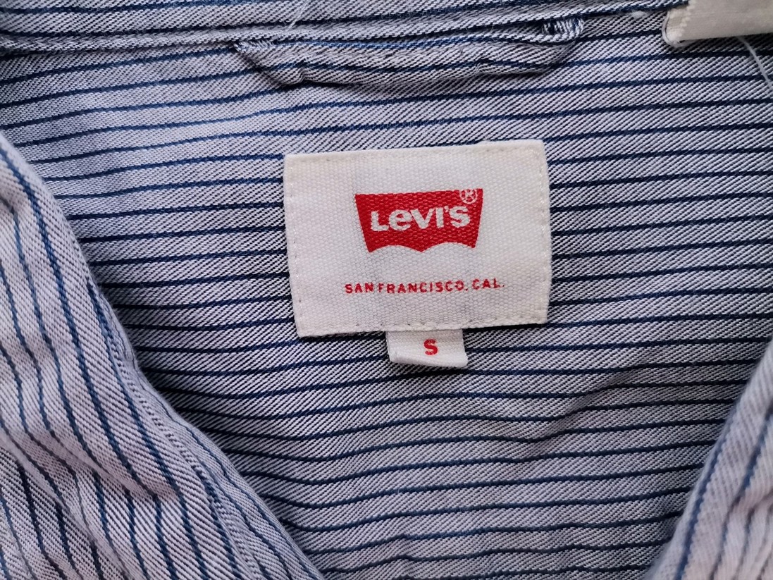 Levis Size S Color Szary Pasy Kołnierz Męska Koszula Casual Długi rękaw Fabric Bawełna 100%