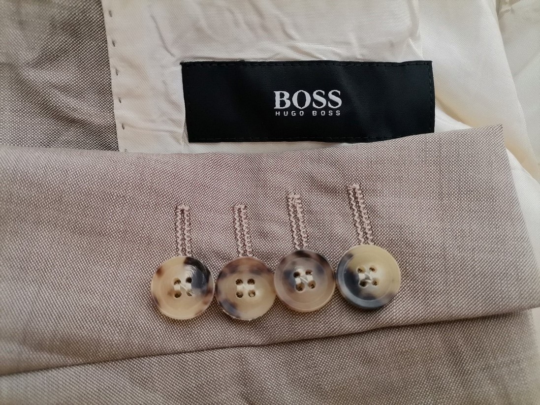 Hugo Boss Size 52 (L) Color Szary Męska Marynarka Długi rękaw Fabric Dziewicza Wełna 100%