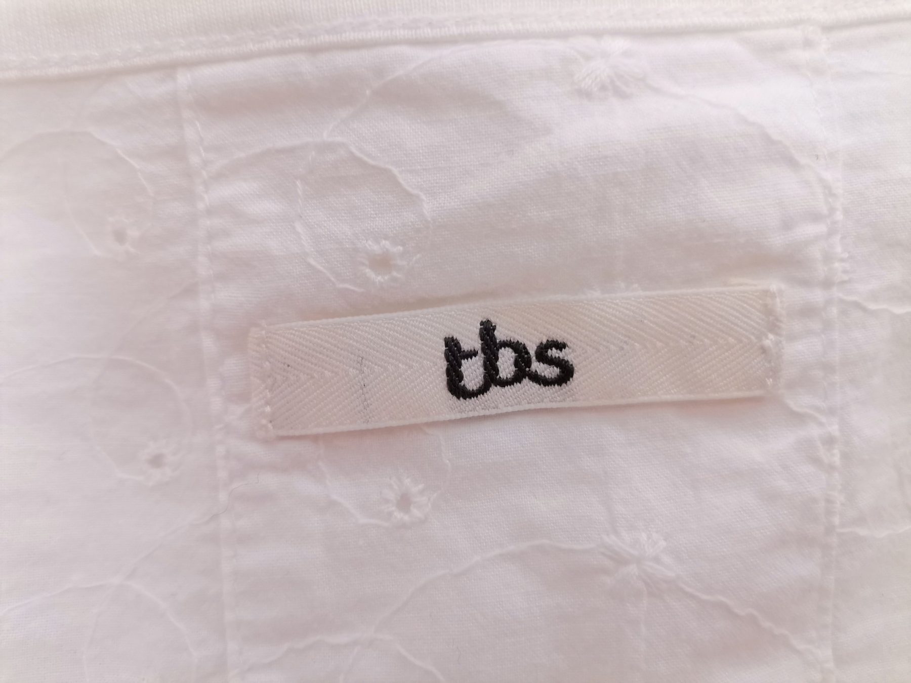 tbs Size 38 Color Biały W serek Bluzka Zapinana Długi rękaw Fabric Bawełna 100%