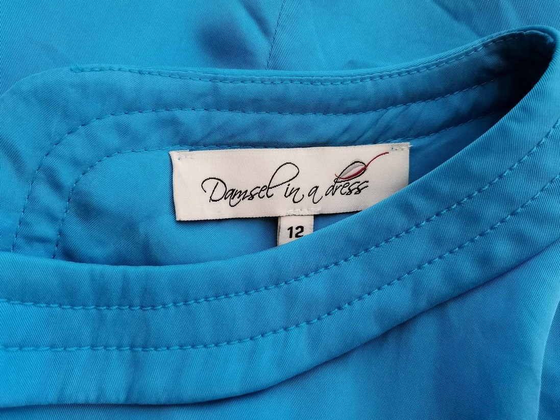 Damsel in a Dress Size 12 (40) Color Niebieski Okrągły dekolt Bluzka Krótki rękaw Fabric Cupro 100%