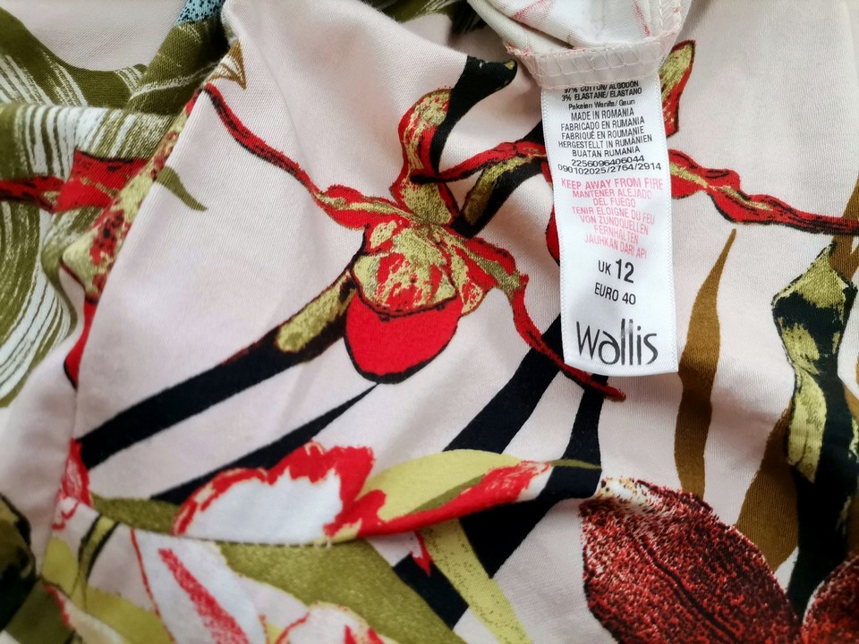 Wallis Size 12 (40) Color Pudrowy Róż Okrągły dekolt Sukienka Prosta Bezrękawnik Do Kolan Fabric Bawełna