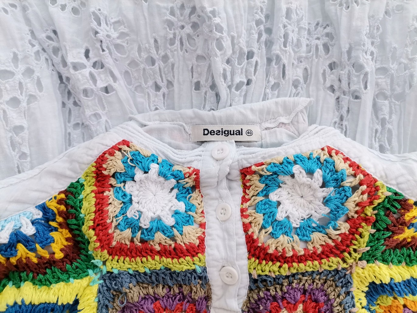 DESIGUAL Size 40 Color Niebieski Odkryte Ramiona Sukienka Letnia Bezrękawnik Do Kolan Fabric Bawełna 100%