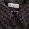 BEN SHERMAN Size S Color Szary Krata Kołnierz Żakiet z zapięciem Rękaw 3/4 Fabric Wełna