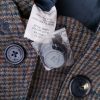 BEN SHERMAN Size S Color Szary Krata Kołnierz Żakiet z zapięciem Rękaw 3/4 Fabric Wełna