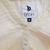 DASH Size 22 (50) Color Żółty Pasy Split Crew Neck Bluzka z guzikami na dekolcie Długi rękaw Fabric Bawełna