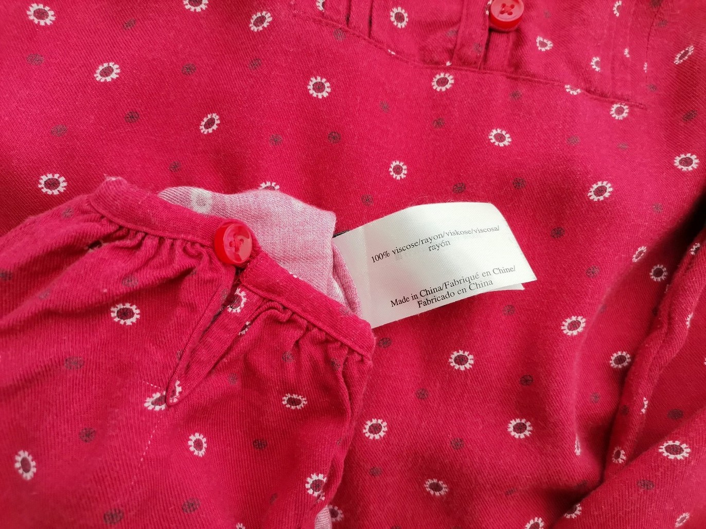 Laura ashley Size 12 (38) Color Czerwony Okrągły dekolt Tunika Popover Bluzka Długi rękaw Fabric Wiskoza 100%