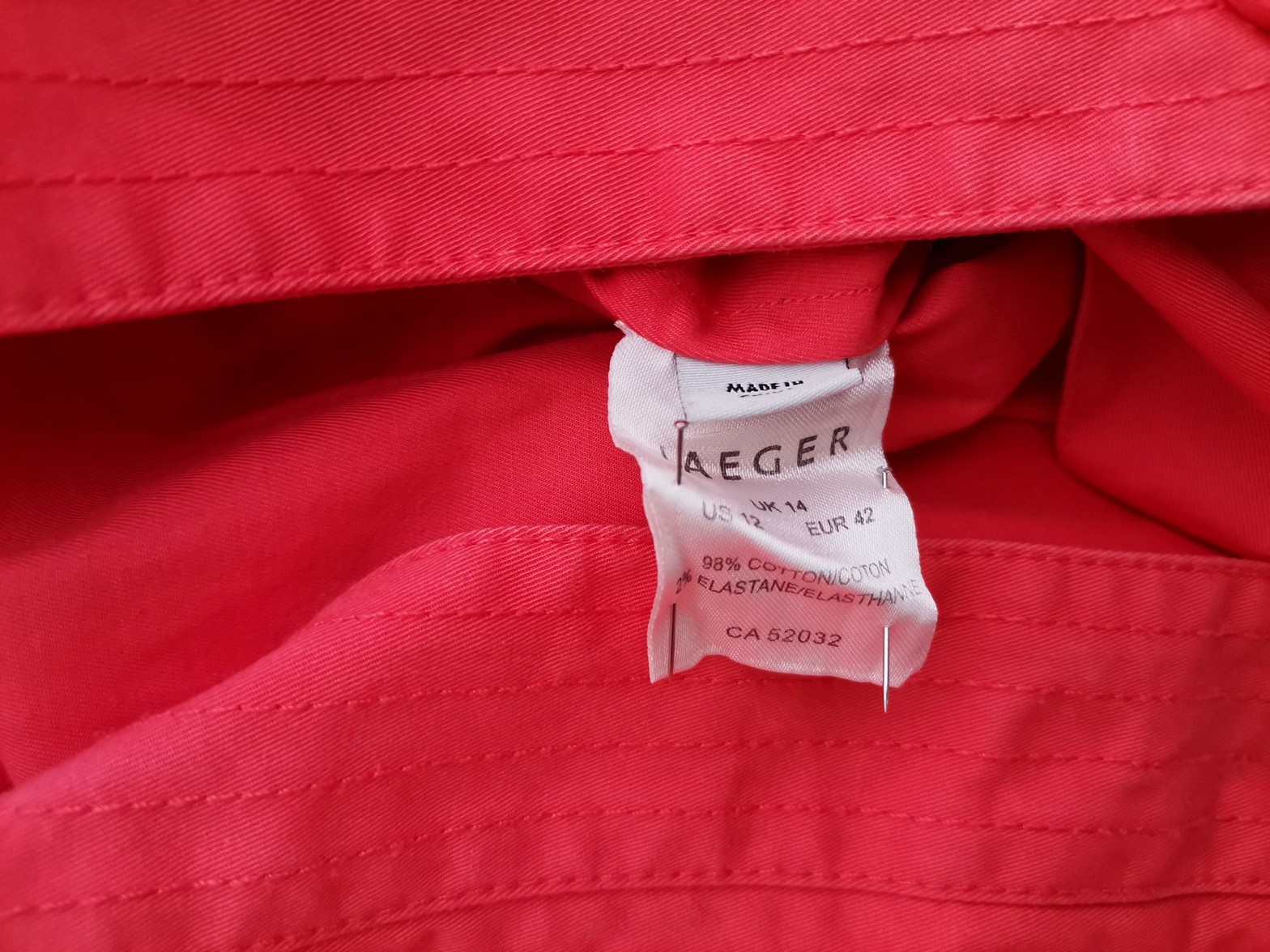 Jaeger Size 14 (42) Color Pomarańczowy Kołnierz Żakiet Wiązany Krótki rękaw Fabric Bawełna