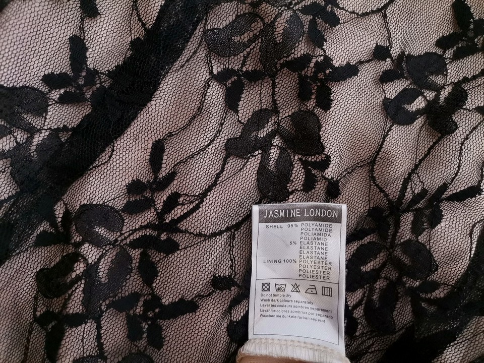 Jasmine Size 12 (40) Color Czarny Okrągły dekolt Sukienka Prosta Rękaw 3/4 Do Kolan