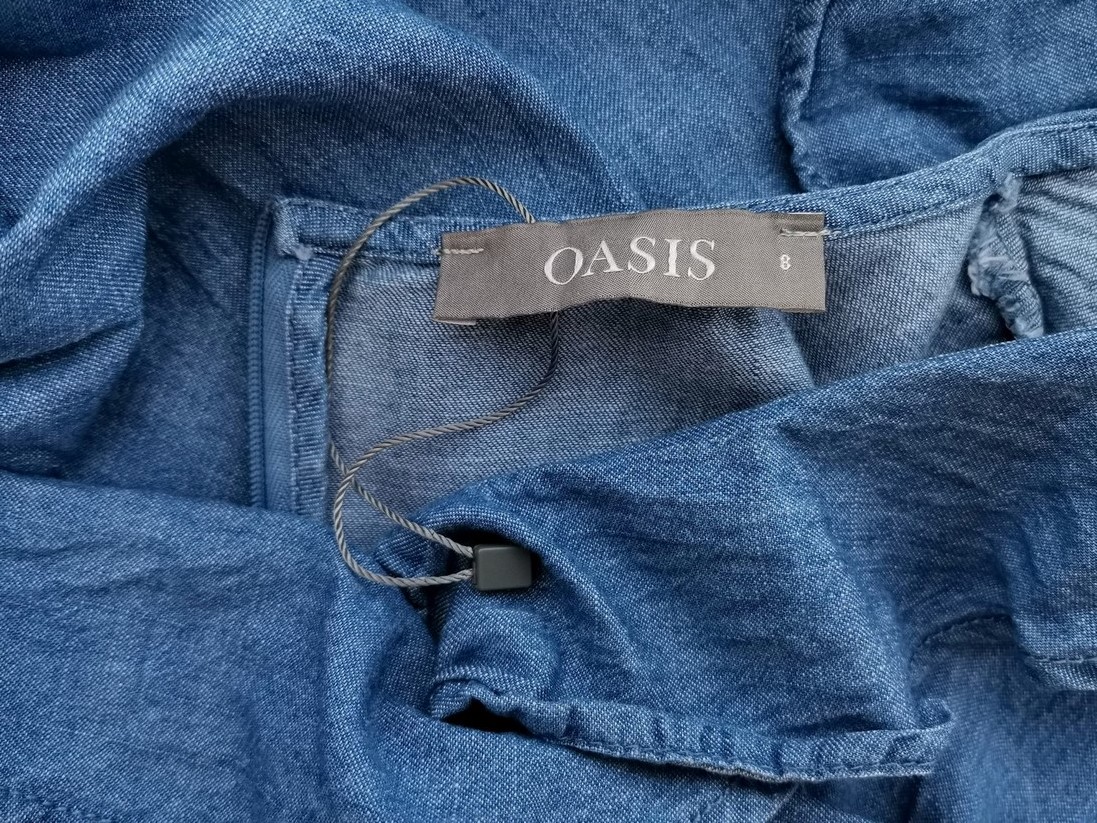 Oasis Size 8 (36) Color Niebieski W serek Sukienka Maxi Bezrękawnik Długa Fabric Bawełna 100%