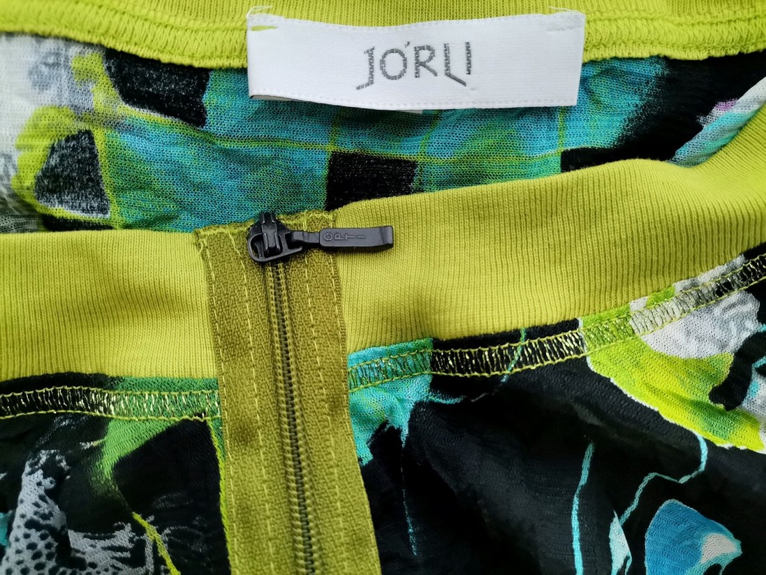 JORLI Size 38 Color Czarny Okrągły dekolt Bluzka na suwak Krótki rękaw