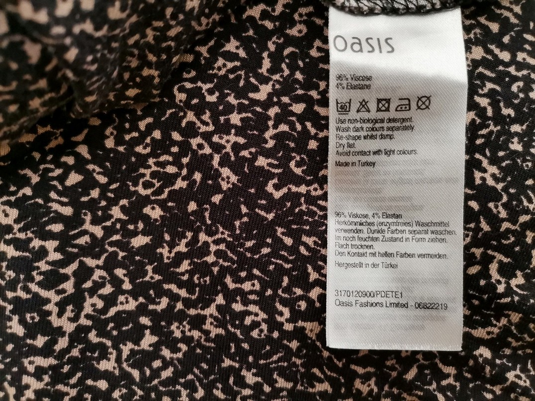 Oasis Size S Color Czarny Okrągły dekolt Sukienka Sweterkowa Rękaw 3/4 Długa Fabric Wiskoza