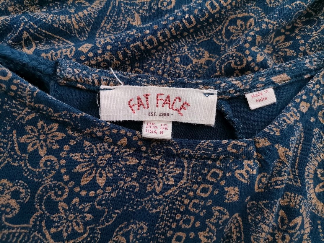 Fat face Size 10 (38) Color Niebieski Damask Paisley Dekolt U Tunika Bluzka Krótki rękaw Fabric Wiskoza 100%