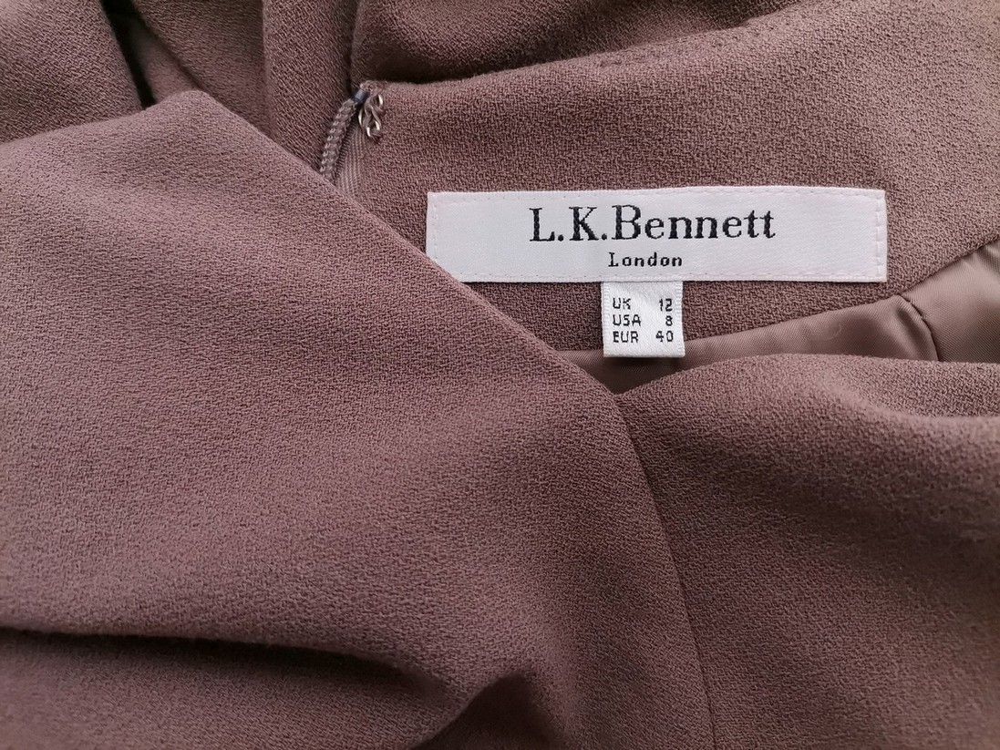 L.K. BENNETT Size 12 (40) Color Beżowy Kwadratowy dekolt Sukienka Ołówkowa Krótki rękaw Midi