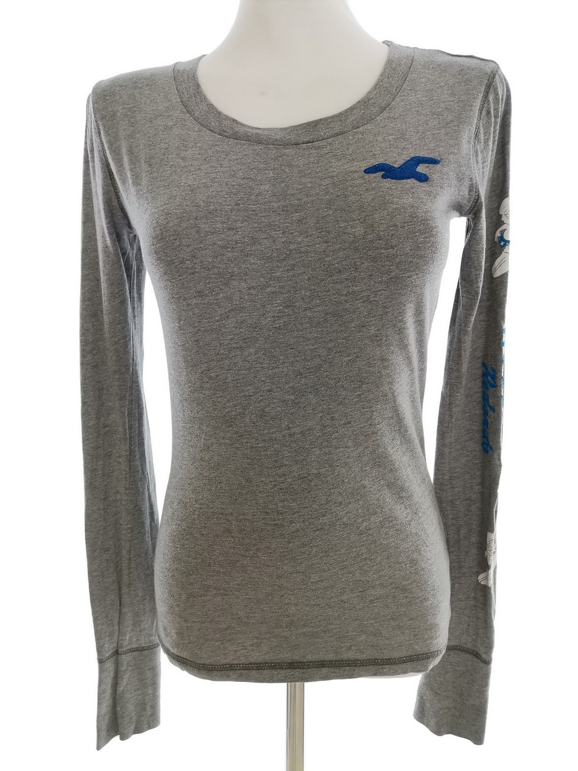 Hollister Size S Color Szary Crew Neck Bluzka Długi rękaw Fabric Bawełna 100%