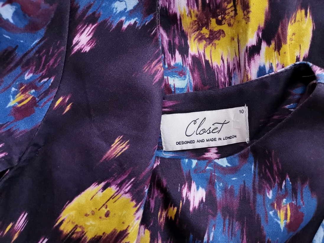 Closet Size 10 (38) Color Fioletowy Okrągły dekolt Sukienka Mini Krótki rękaw Krótka Fabric Bawełna